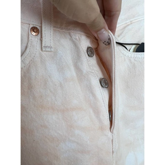 NEW Levis Wedgie Straight Jeans High Rise Denim Tie Dye Button Fly Pink Peach 27 - Picture 8 of 12